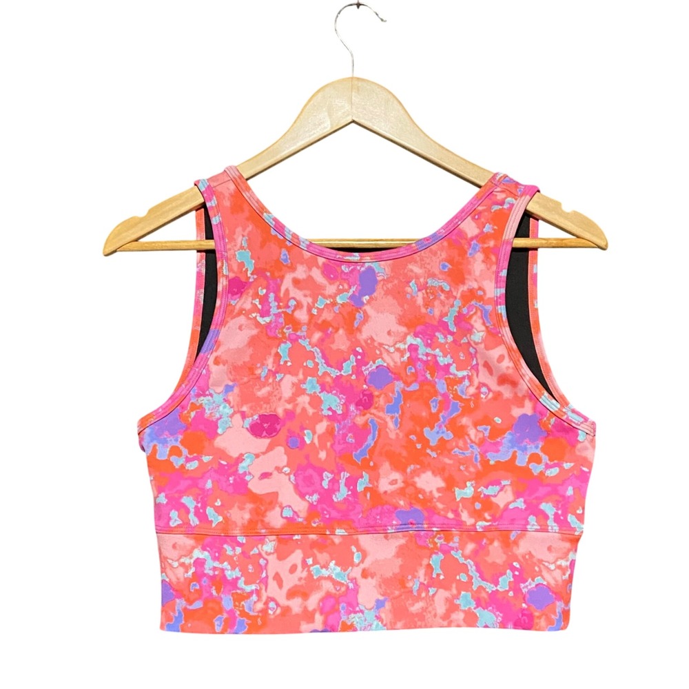 Daily Practice Anthropologie Liana High Neck Sports Bra L Pink Orange Floral Gym